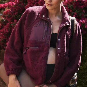 NWT Free People X Hatch Hit The Slopes Fleece Jacket Dark Red Size S